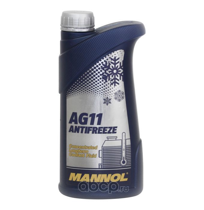 Антифриз MANNOL Longterm AG11 (1л) cиний -76С° концентрат ASTM D3306D4340D4985; SAE J1034; NATO S759; VAG TL 774 C